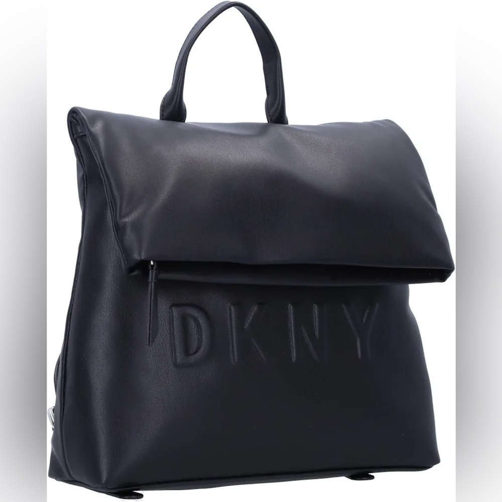 DKNY Fold Over Tilly Backpack Black Medium Backpack